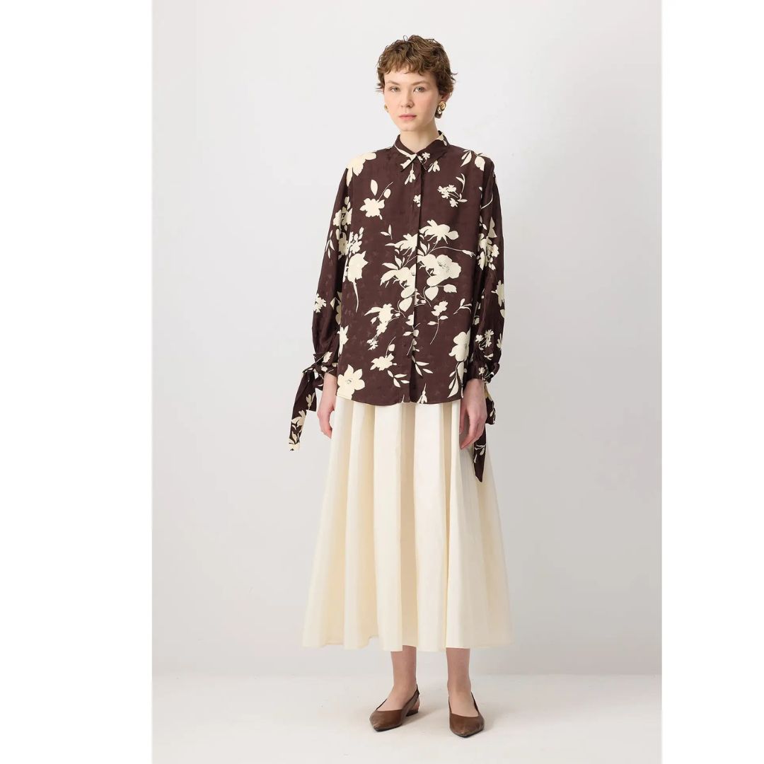 Blouse bruin print