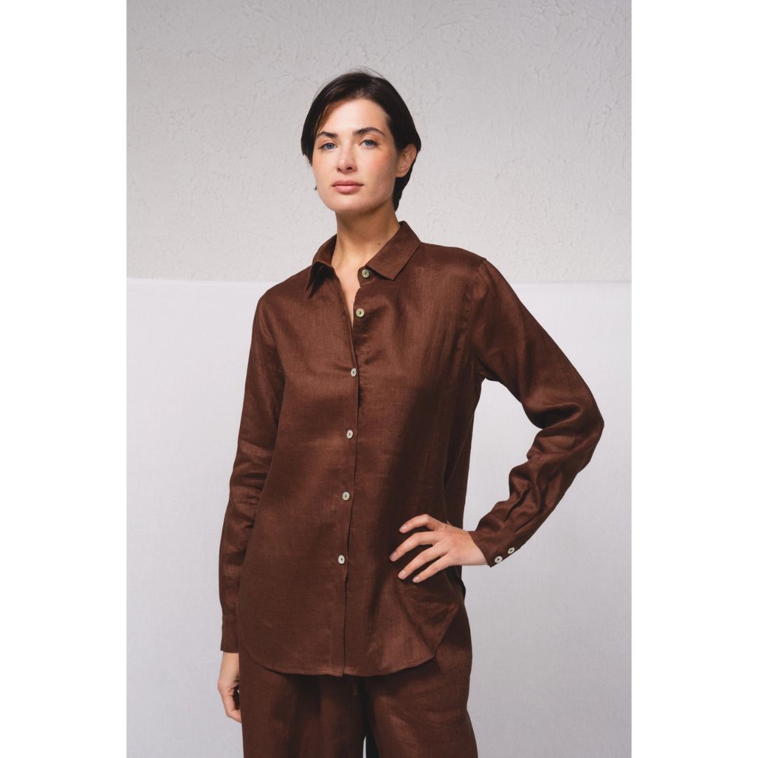 Blouse linnen bruin