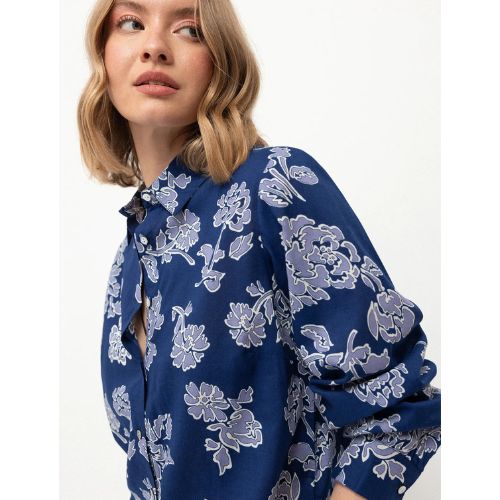 Blauwe blouse bloemenprint
