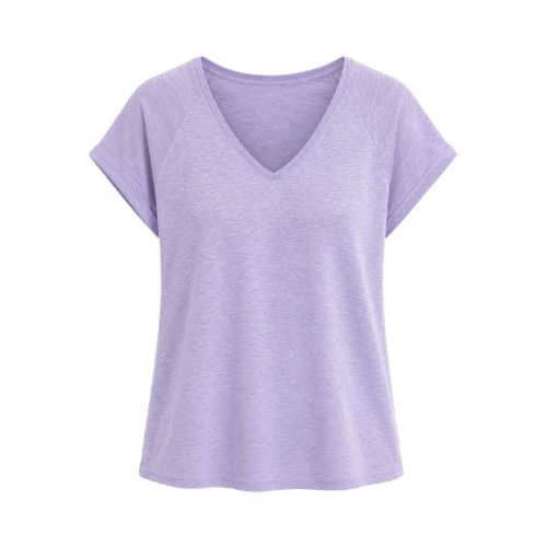 T-shirt v-hals linnen lila
