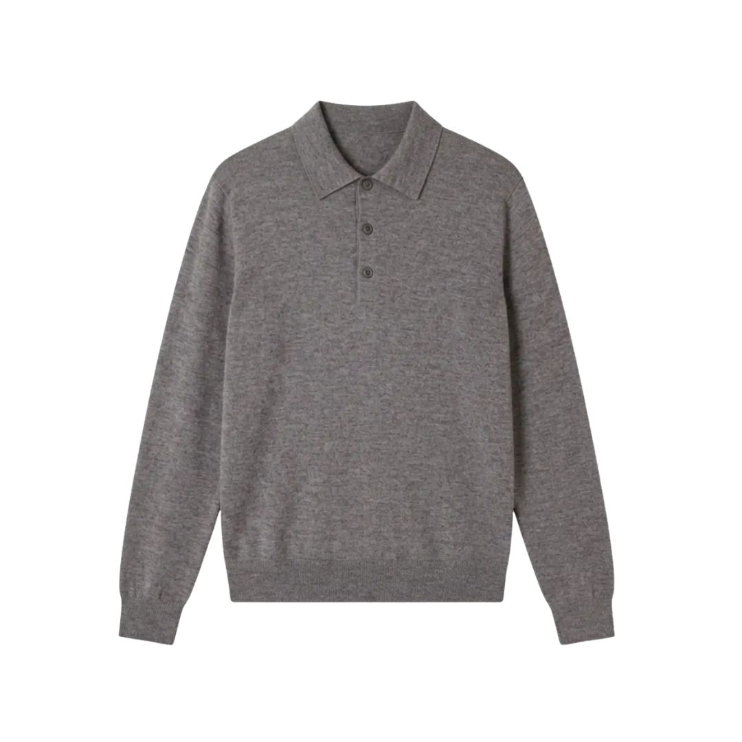 Polo merinowol grijs