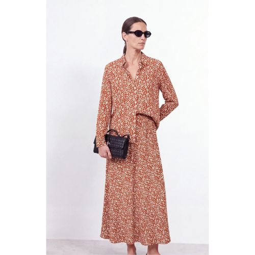 Blouse print bruin