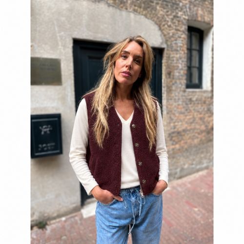 Vest merinowol bordeaux