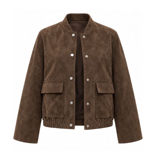 Bruin suèdelook bomberjack